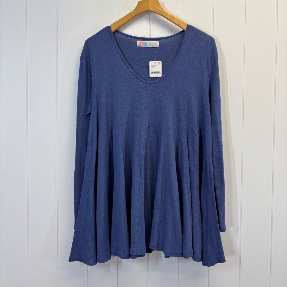 Free People Beach Boho Raw Edge Flowy Top Women Size S Lagenlook Scandi Comfy